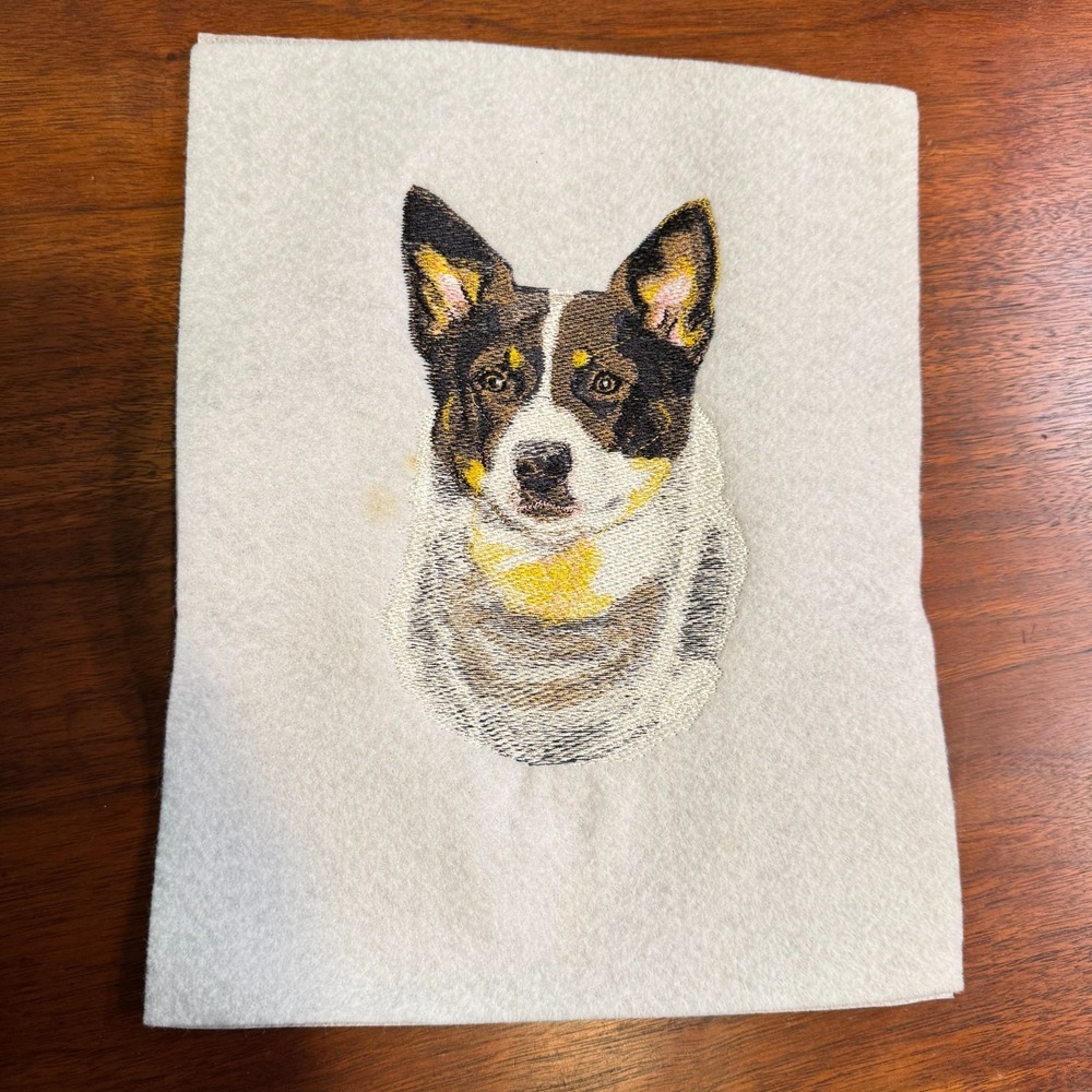 Vintage Australian Cattle Breed Dog Head Portraits Sew On Handmade Embroidery